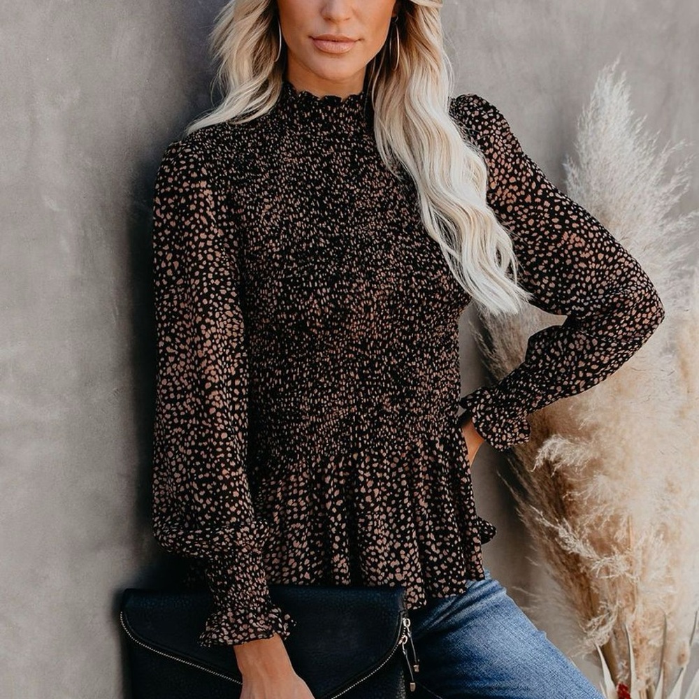Peplum and Brown Women's Top